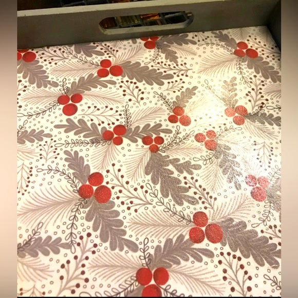 Gray Distressed Wood Berries Christmas Tray - Picture 3 of 4